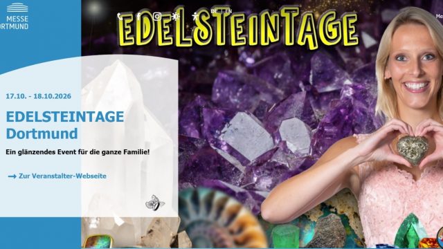 🌟Save the date🌟
💎Edelsteintage Dortmund💎 
👉17.+18.10.2026🌟
#edelsteintagedortmund #edelsteinmesse2026 #mineralienbörse
#mineralienmesse_nrw #mineralien #edelsteine #fossilien #schmuck #edelsteinenergie #kristalle #geodenknacken #familienevent #messedortmund #veranstaltungskalender